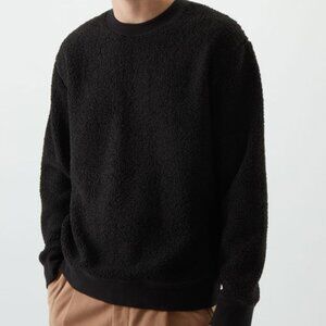 COS Recycled Polyester Mix Teddy Sweatshirt in Black Size Medium